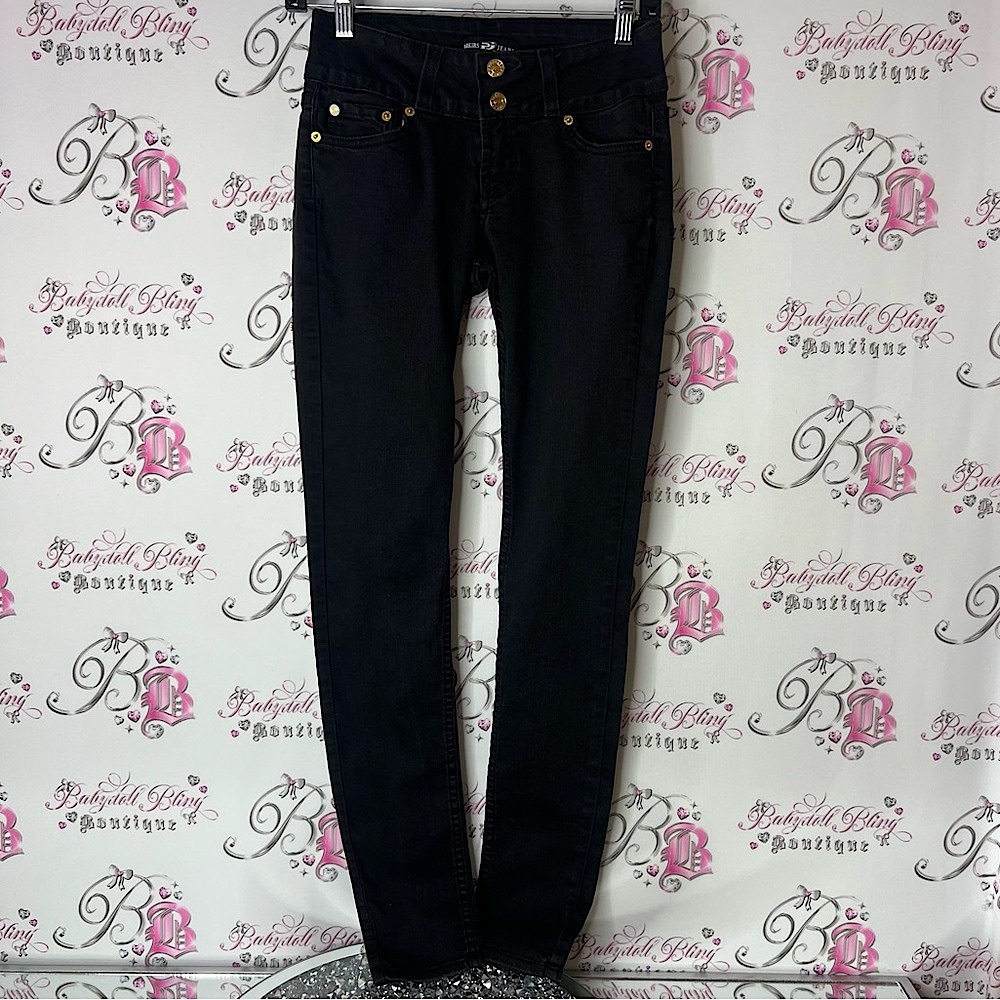 Parker’s jeans rhinestone studded pockets gold details Black Women's Jeans